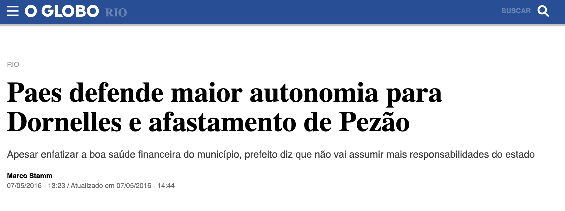 Gestão pública Rio - Conflitos e autonomia